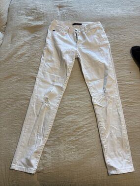 KanCan White High-Rise Distressed Jeans